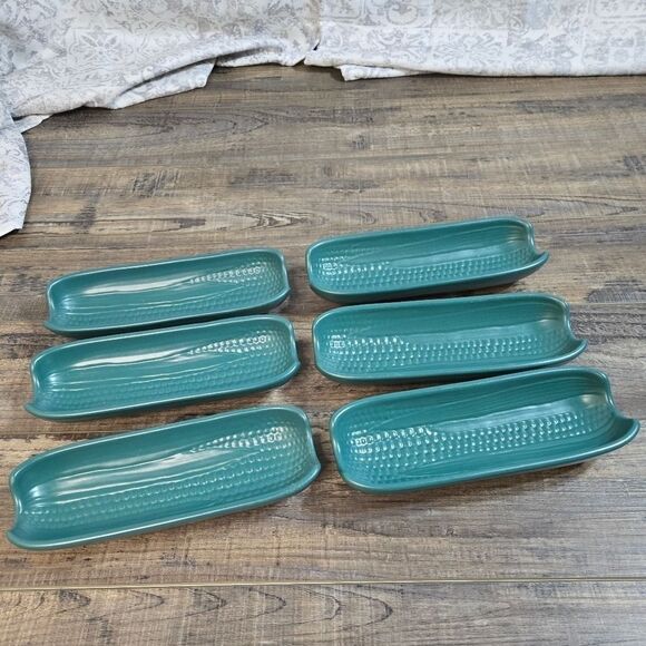 Vintage Pfaltzgraff corn cob dish dark green 6 total stackable - Picture 1 of 8